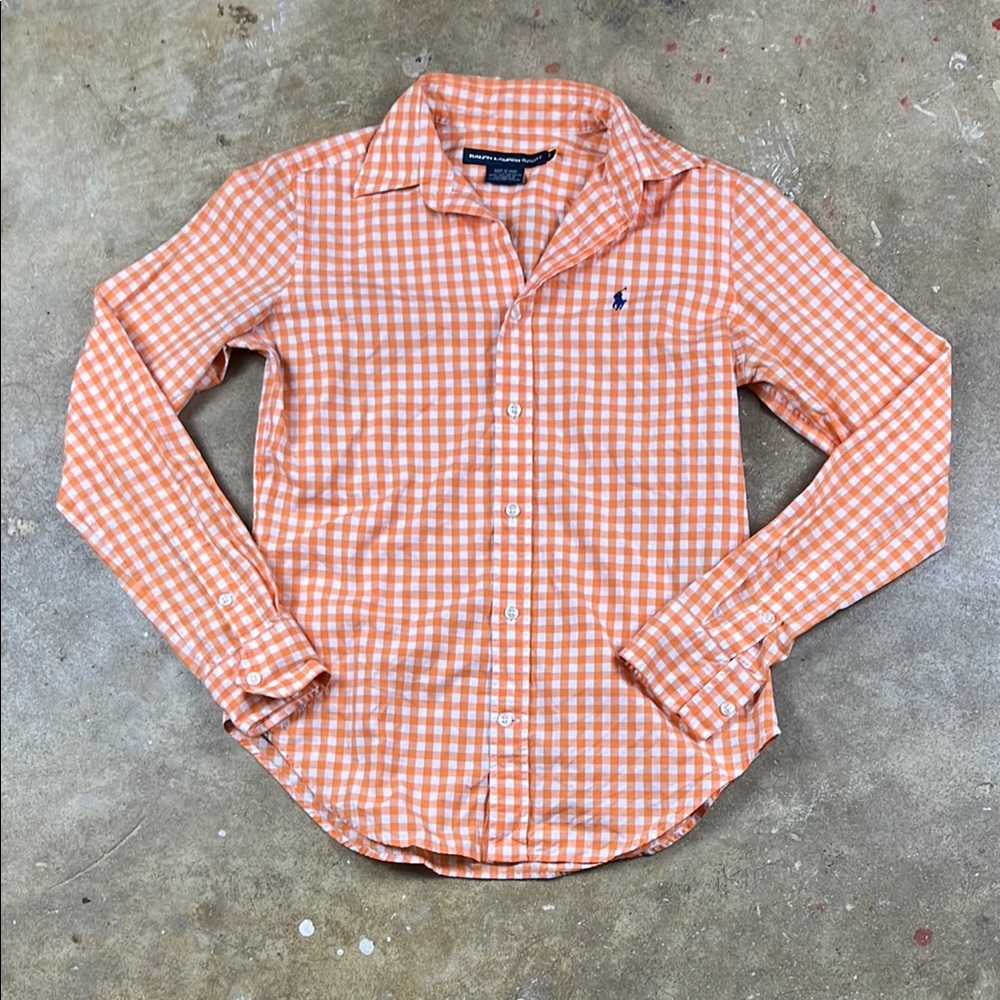 Polo by Ralph Lauren Orange Button Down Shirt* size 8 fits like a small 6